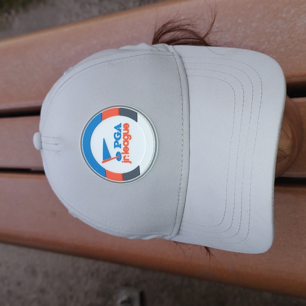 PGA Jr League Kids Strap Back Hat Rubber Patch Logo Lightweight Cap